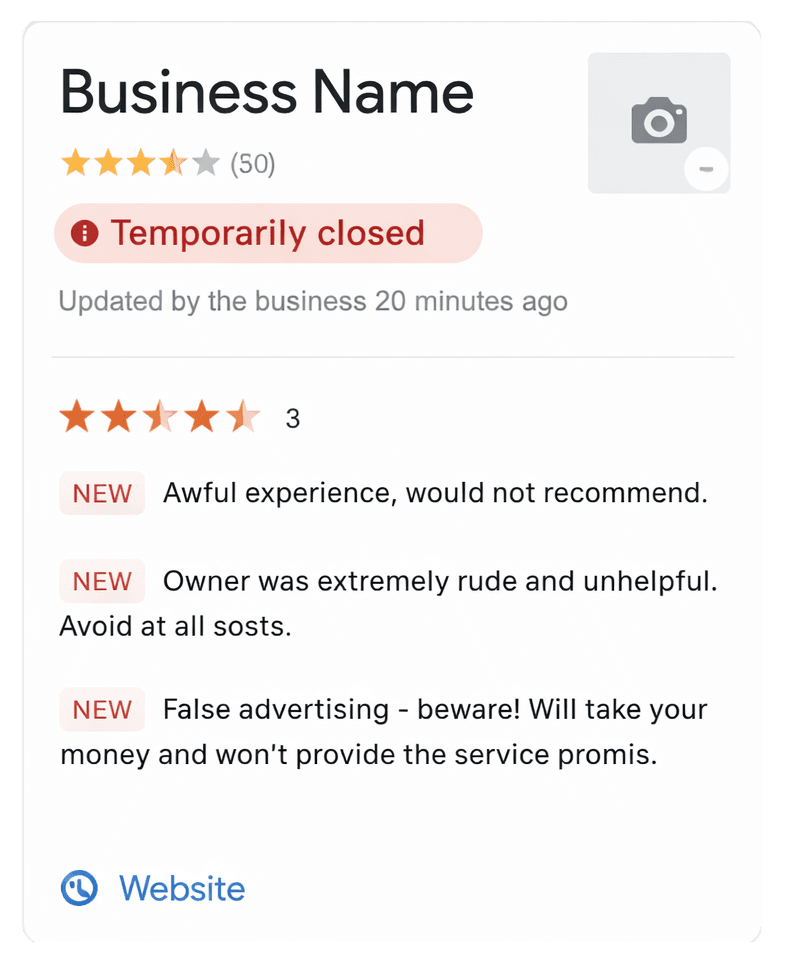 Exemple de fiche Google non optimisee