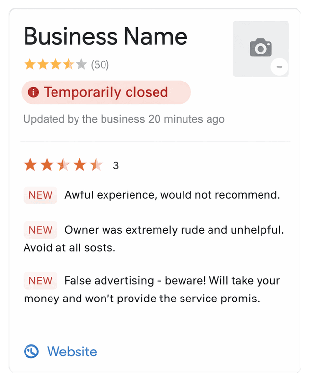 Fiche Google non optimisee Exemple de fiche Google non optimisee